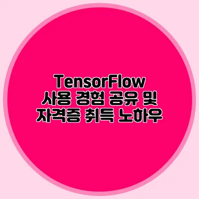 TensorFlow 사용 경험 공유 및 자격증 취득 노하우