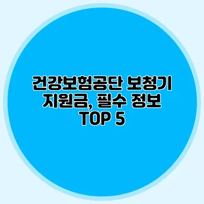 건강보험공단 보청기 지원금, 필수 정보 TOP 5