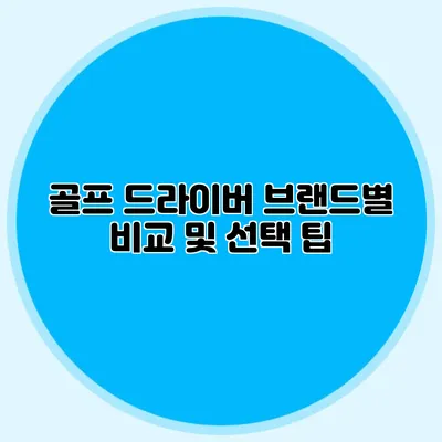 골프 드라이버 브랜드별 비교 및 선택 팁