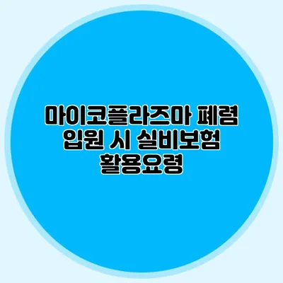 마이코플라즈마 폐렴 입원 시 실비보험 활용요령