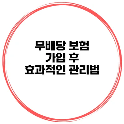 무배당 보험 가입 후 효과적인 관리법