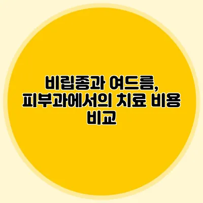비립종과 여드름, 피부과에서의 치료 비용 비교