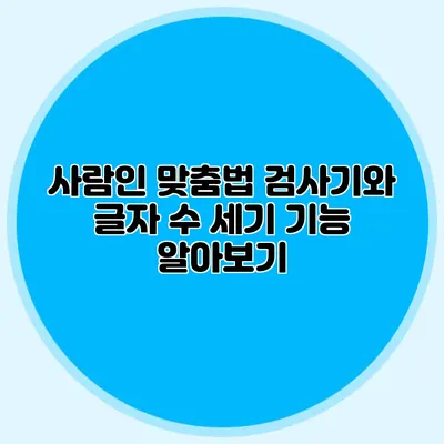 사람인 맞춤법 검사기와 글자 수 세기 기능 알아보기
