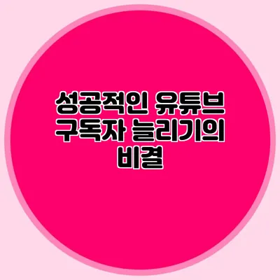 성공적인 유튜브 구독자 늘리기의 비결