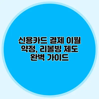신용카드 결제 이월 약정, 리볼빙 제도 완벽 가이드