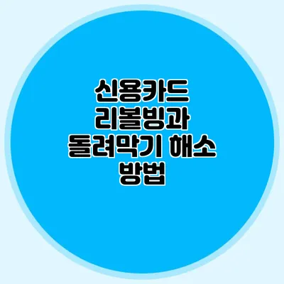 신용카드 리볼빙과 돌려막기: 해소 방법