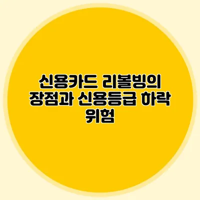 신용카드 리볼빙의 장점과 신용등급 하락 위험