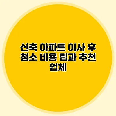 신축 아파트 이사 후 청소 비용 팁과 추천 업체