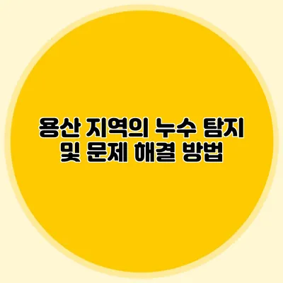 용산 지역의 누수 탐지 및 문제 해결 방법