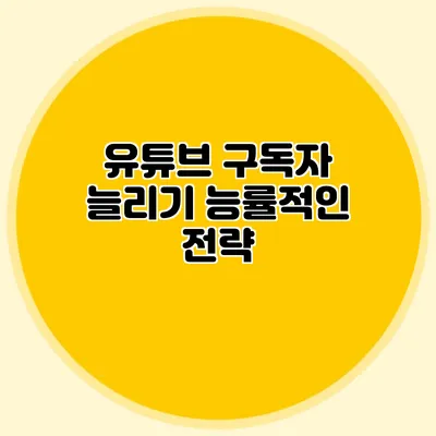 유튜브 구독자 늘리기: 능률적인 전략