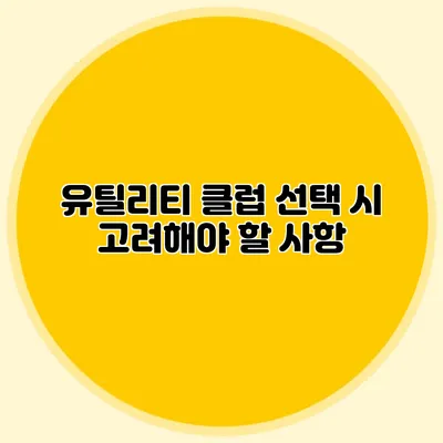 유틸리티 클럽 선택 시 고려해야 할 사항