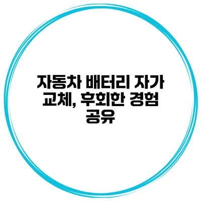 자동차 배터리 자가 교체, 후회한 경험 공유