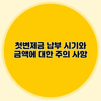 첫변제금 납부 시기와 금액에 대한 주의 사항