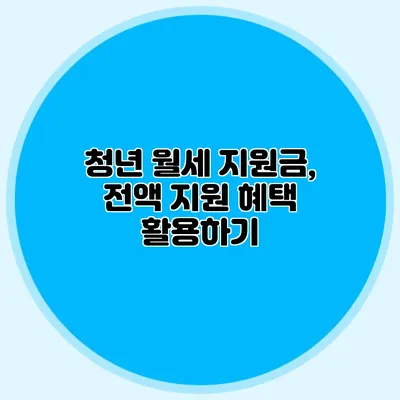 청년 월세 지원금, 전액 지원 혜택 활용하기