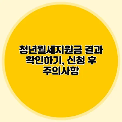 청년월세지원금 결과 확인하기, 신청 후 주의사항