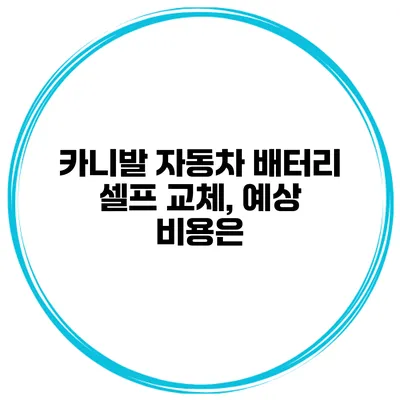 카니발 자동차 배터리 셀프 교체, 예상 비용은?