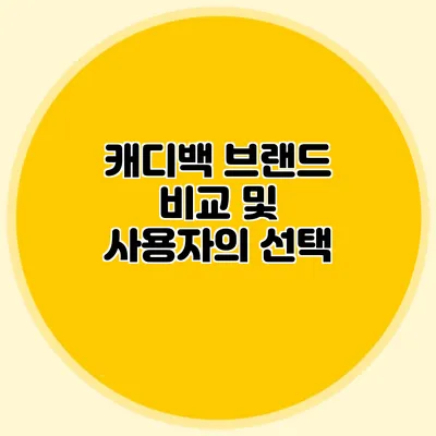 캐디백 브랜드 비교 및 사용자의 선택