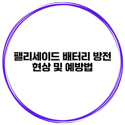 팰리세이드 배터리 방전 현상 및 예방법