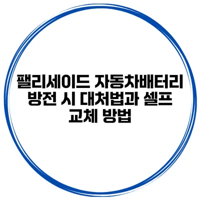 팰리세이드 자동차배터리 방전 시 대처법과 셀프 교체 방법