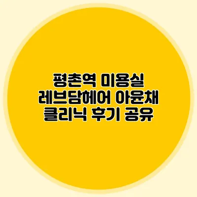 평촌역 미용실 레브담헤어 아윤채 클리닉 후기 공유
